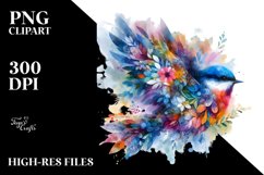 Vibrant Bird Made of Flowers | Clipart Product Image 1