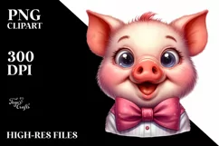 Excited Pig Portrait Eyes Clipart Product Image 1