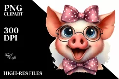 Excited Pig Portrait Eyes Clipart Product Image 3