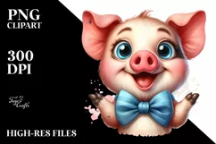 Excited Pig Portrait Eyes Clipart Product Image 1