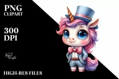 Funny Baby Unicorn with Hat Clip Art Product Image 1
