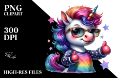 Cute Baby Unicorn Posing, Vibrant Drawing PNG Product Image 2