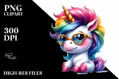Cute Baby Unicorn Playing PNG Product Image 3
