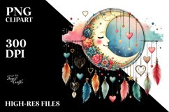 Boho Moon with Hanging Hearts, PNG Product Image 2