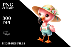 Cute Baby Flamingo in Summer Clothes PNG Product Image 2