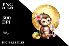 Cute Monkey in Beachwear, Transparent PNG Product Image 2