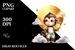 Cute Monkey in Beachwear Drinking Cocktail Product Image 2