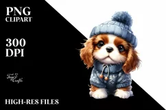 Baby Cavalier King Charles Spaniel, Winter PNG Product Image 1