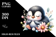 Cute Baby Penguin Sleeping, PNG Product Image 2