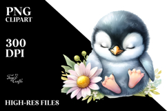 Cute Baby Penguin Sleeping, PNG Product Image 2