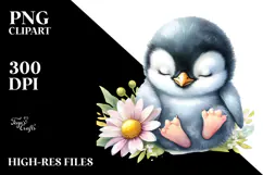 Cute Baby Penguin Sleeping, PNG Product Image 2