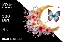 Spring Flowers Butterfly Watercolor Digital Art Product Image 2