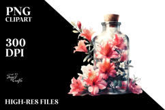 Abstract Bottle with Azalea | Clipart Product Image 2
