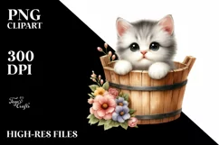 Cute Baby Cat with Flowers PNG Product Image 3