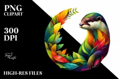 Vibrant Watercolor Otter, Transparent PNG Product Image 1