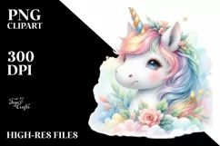 Cute Baby Unicorn PNG Product Image 1