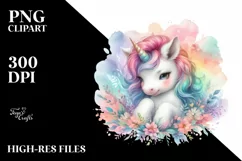 Colorful Baby Unicorn PNG Product Image 3