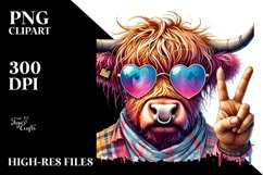 Detailed Highland Calf with Sunglasses, PNG Product Image 2