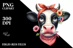 Cow Goofy Flower Cow Portrait | Clipart Product Image 3