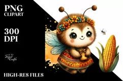 Cute Baby Bee Holding Corncob | Sublimation | Clipart Product Image 3