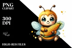 Cute Baby Bee Holding Corncob | Sublimation | Clipart Product Image 3