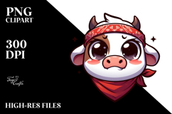 cute Cow with Bandana and Silly Smirk PNG Product Image 2