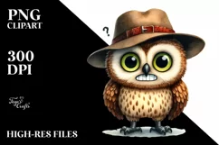 Funny Owl Standing | Watercolor Clipart Product Image 3