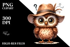 Confused Goofy Owl with Big Eyes Clipart Product Image 3