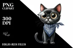 Confused Black Cat with Skinny Body Clipart Product Image 1