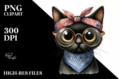 Expressive Black Cat with Skinny Body Clipart Product Image 3