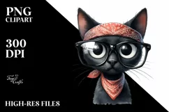 Goofy Black Cat with Fancy es Clipart Product Image 1