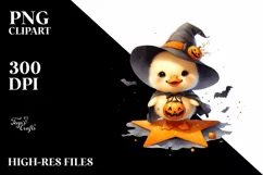 Cute Baby Duck on Star for Halloween PNG Product Image 1