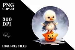 Cute Baby Duck on Star for Halloween PNG Product Image 1