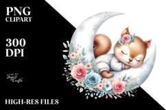 Cute Baby Squirrel Sleeping on Moon Product Image 2