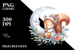 Cute Baby Squirrel Sleeping on Moon Product Image 2