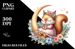 Cute Baby Squirrel Sleeping on Moon Product Image 2