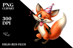 Winking Fox with Party Hat PNG Product Image 2