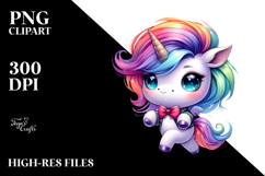 Jumping Baby Unicorn with Floral Wreath PNG Product Image 2