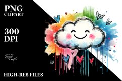 Simply Smiling Scribbled Cloud with Hearts, Transparent PNG Product Image 2