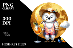 Happy Owl with Cocktail PNG Product Image 2