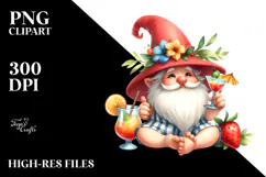 Cocktail-sipping Gnome, Vibrant PNG Product Image 2