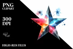 Colorful Simple Watercolor Star Clipart Product Image 3
