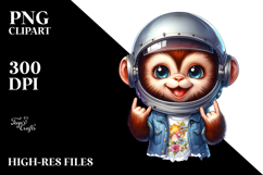 Energetic Baby Monkey with Astronaut Helmet, High-Res PNG Product Image 2