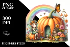 Autumn Fairy Pumpkin Scene | Sublimation | Clipart Product Image 3