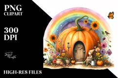 Autumn Fairy Pumpkin Scene | Sublimation | Clipart Product Image 1