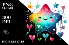 Colorful Digital Star Hearts PNG Product Image 2