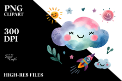 Smiling Pinkish Cloud PNG Product Image 2