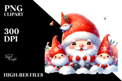 Cute Santa with Gnomes PNG Product Image 2
