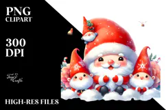 Cute Santa with Gnomes PNG Product Image 2