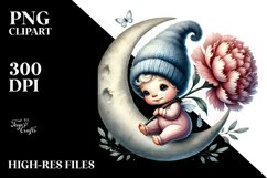 Cute Baby GNOME with Carnation Floral Ornament PNG Product Image 2